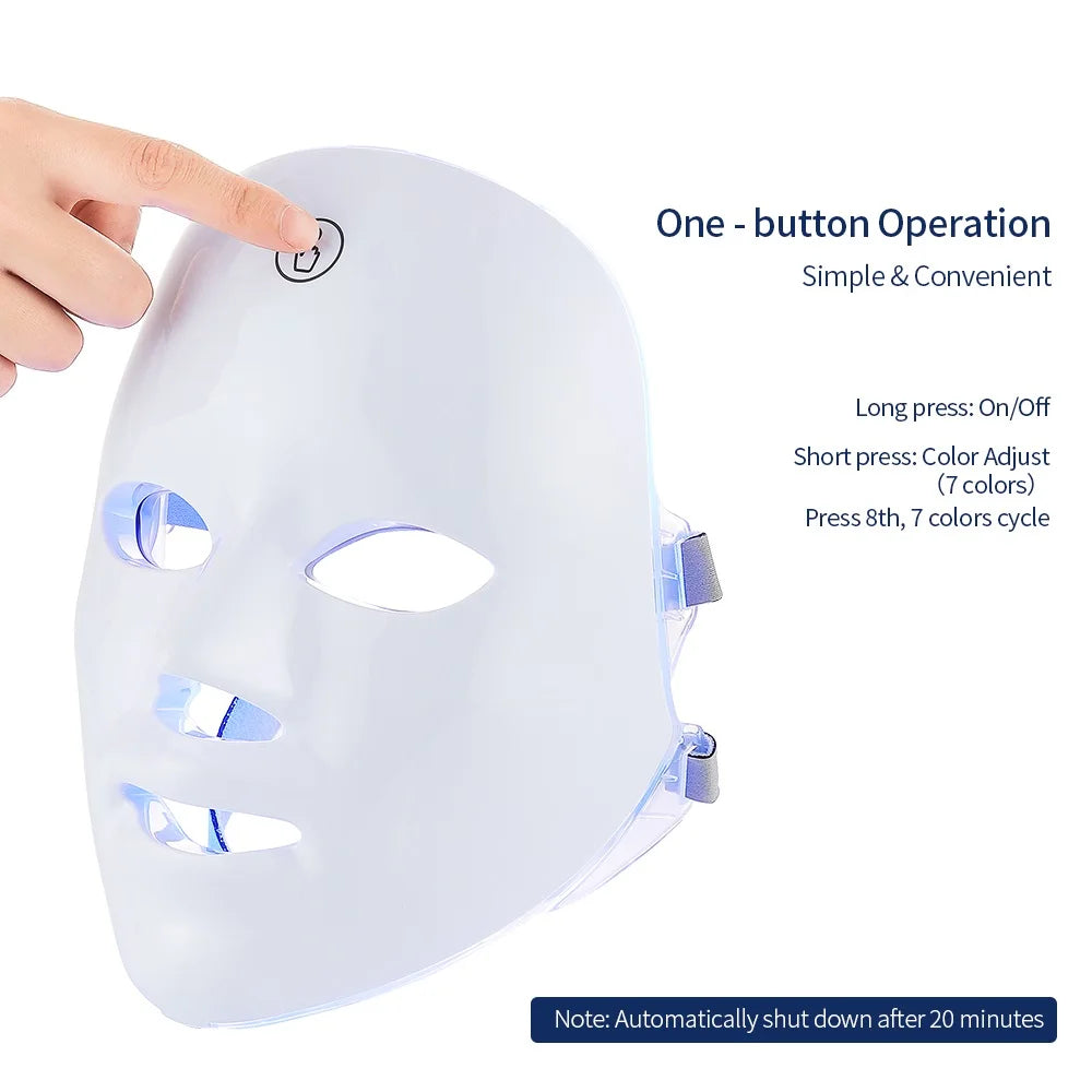 LED Face & Neck Photon Therapy Mask – 7-Color Skin Care Massager